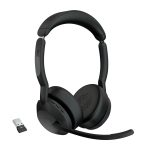 Jabra Evolve2 55 Headset Trådlös Huvudband Kontor/callcenter Bluetooth Laddningsställ Svart